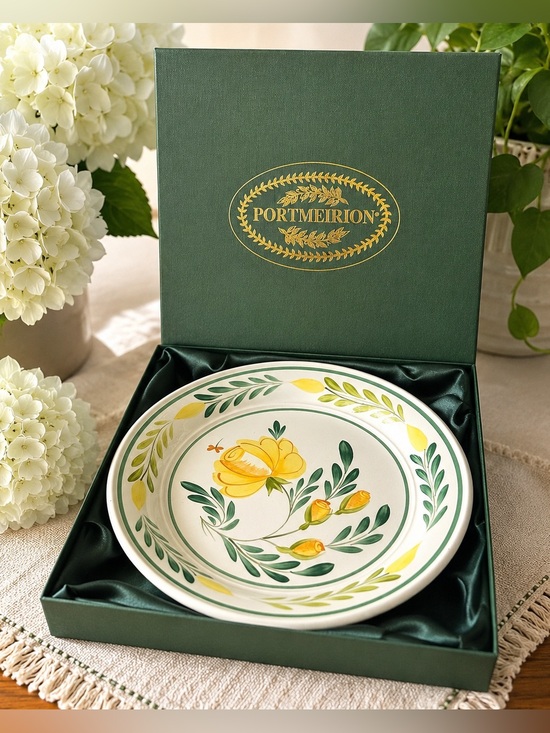 Portmeirion Other - Portmeirion Yellow Rose Hand Painted 8” Plate Macy’s England Signed w/ Box